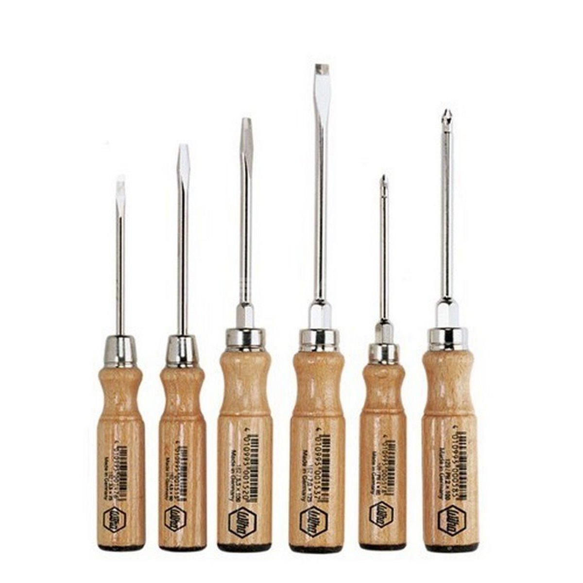 A set of screwdrivers with a wooden handle, 6 pieces, 162ZK6SO Wood Wiha 07150.