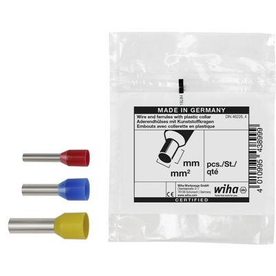 Wiha Twin wire end ferrules with plastic collar 100 units, colour code DIN 2 x 0.75 (43951)