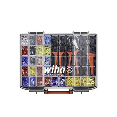 Wiha Stripping and crimping tool set 4-pcs. with cable connectors 2,600 pcs. colour code DIN in assortment box (43984)