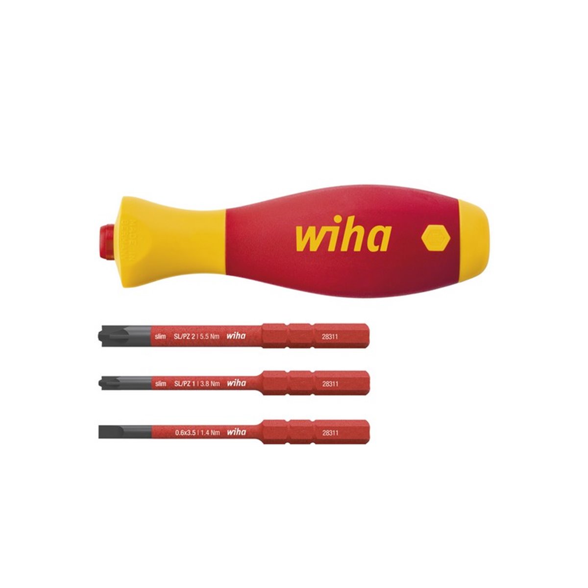 Wiha Screwdriver with bit holder set SoftFinish® slimVario® electric 4-pcs. with slimBits (43449)