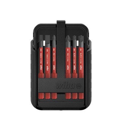 Wiha slimBit electric bit set Slotted, Phillips, Pozidriv, PlusMinus/Pozidriv, TORX® 15-pcs. Incl. slimBit boxes and belt holder