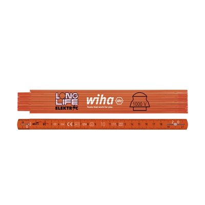 Wiha Electrician's Longlife® folding ruler, 2 m metric, 10 segments 15 mm (42068)