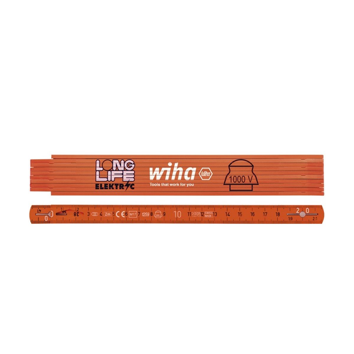 Wiha Electrician's Longlife® folding ruler, 2 m metric, 10 segments 15 mm (42068)