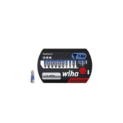 Wiha FlipSelector T bit set, 25 mm Phillips, Pozidriv, TORX®, 14-pcs., 1/4" C6,3 (41824)