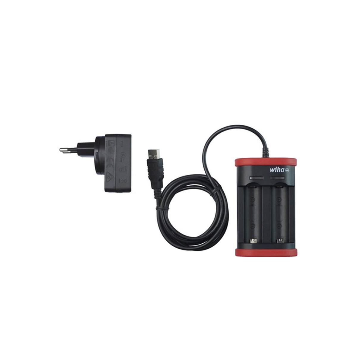 Wiha Charger for 18500 Li-ion batteries with USB and Europlug (41915)