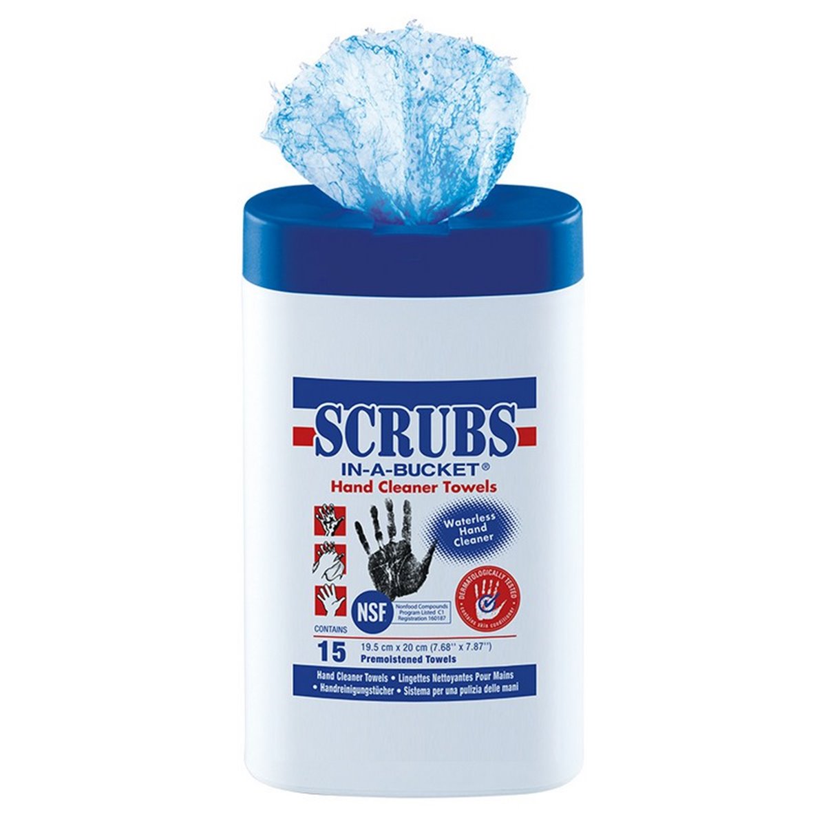 Ściereczki do czyszczenia rąk SCRUBS 19.5x20cm, niebieskie, 15 sztuk