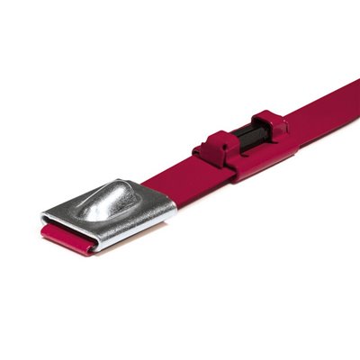 RFID cable tie, detectable 362x7.9mm, MBT14HFCRFID-SS316/SP-RD, stainless steel, red, 50 pcs. HellermannTyton