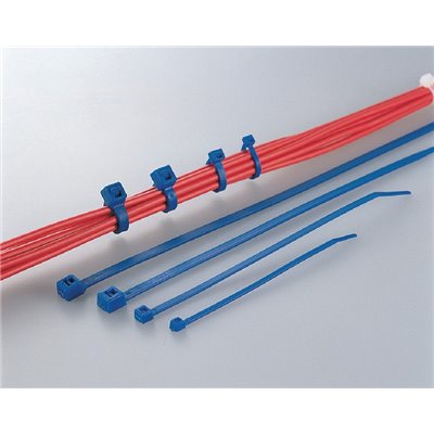 Cable tie T50R-PA66-BU, 4.6x200mm, blue, 100 pcs. HellermannTyton