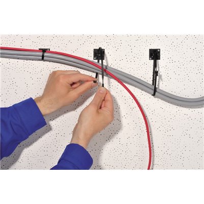 Self-adhesive cable tie mount QM20APT-A-PA66-BK HellermannTyton, 20x20mm, black, 100 pcs.