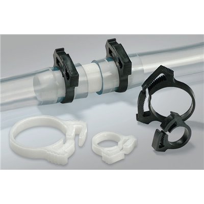 Plastic hose clamp SNP1-POM-WH HellermannTyton, white, 100 pcs.